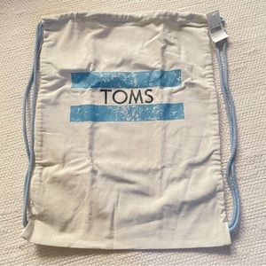 Toms Unisex Drawstring Backpack Fabric Lightweight Bag Sack Logo Blue Beige